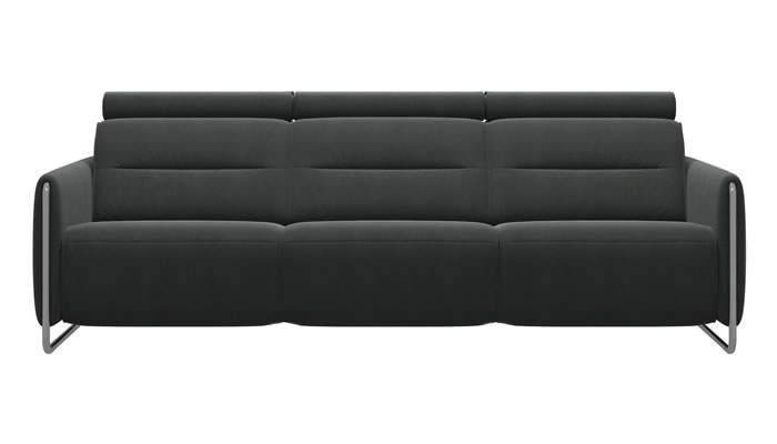 Stressless Emily 3 Steel Arm Sofa in Begonia Charcoal Fabric